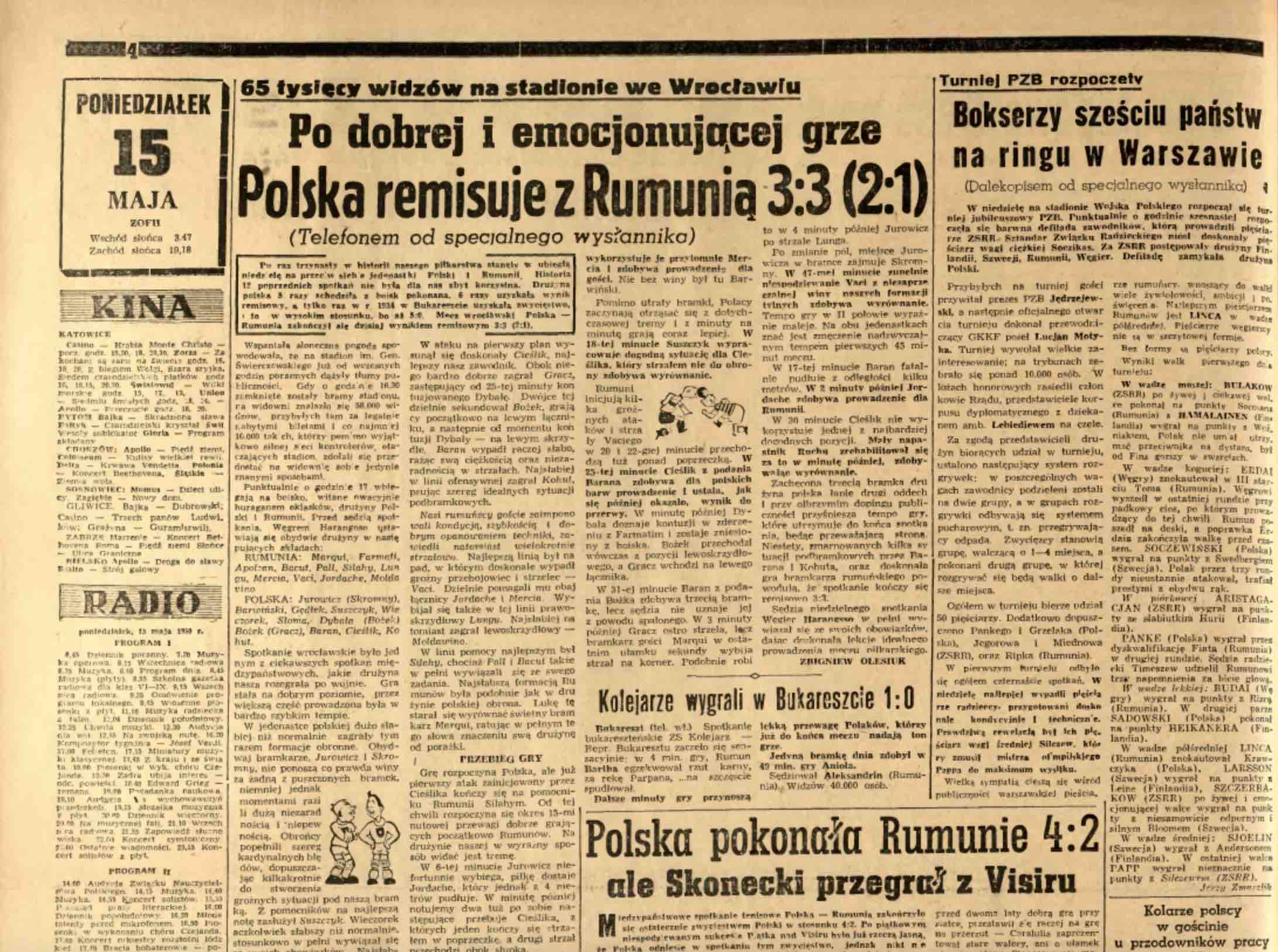 Polonia 3-3 Romania 1950