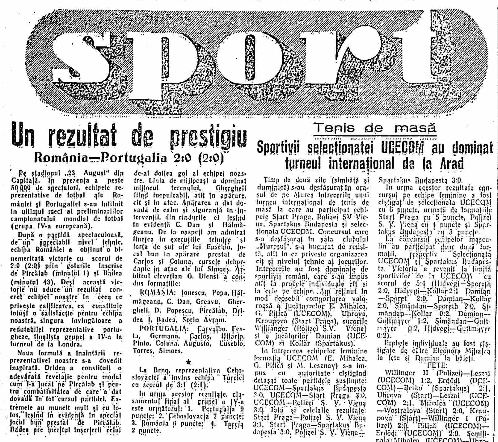 Romania 2-0 Portugalia 1965