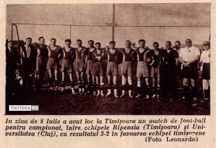 Finala Cupei României 1934: Ripensia – Universitatea Cluj 3-2, manșa tur / Realitatea Ilustrată, Anul VIII, Nr. 390, 15 iulie 1934 - pagina 8