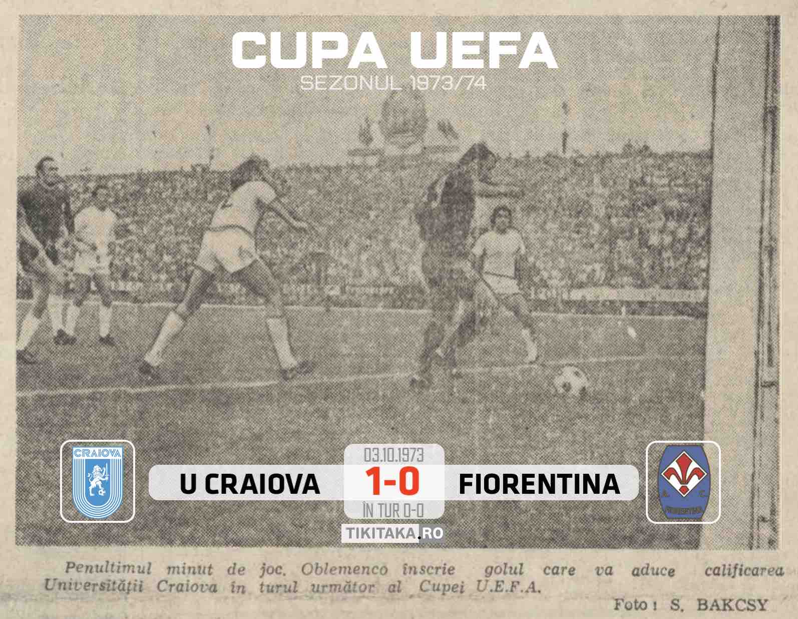Universitatea Craiova - Fiorentina 1-0 (3 octombrie 1973)